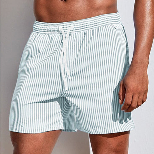 Men's 3D Striped Print Shorts Summer Casual Lightweight Beach Pants