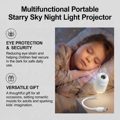 Projection Night Light - USB Powered Starry Sky Lamp for Bedroom Nursery Ambient Lighting