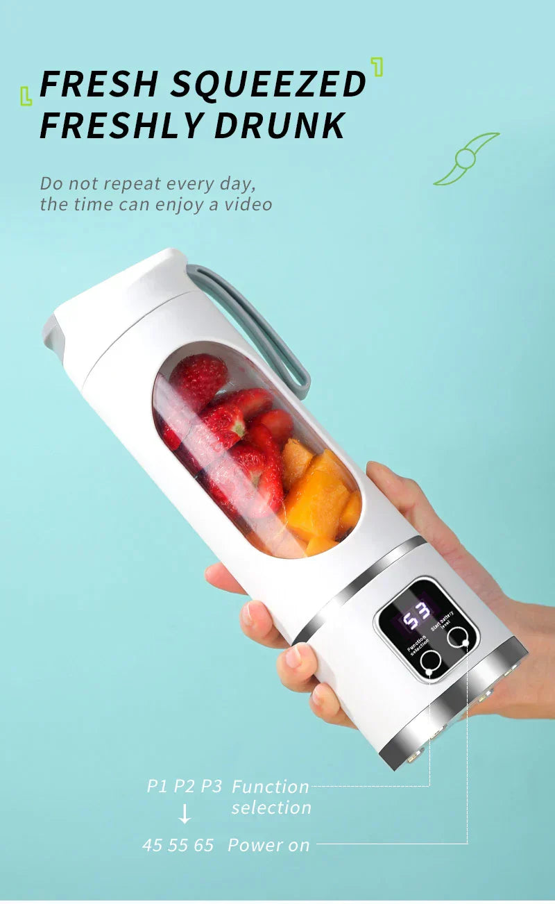 10 Blades Portable Fruit Juicer 450ml Capacity